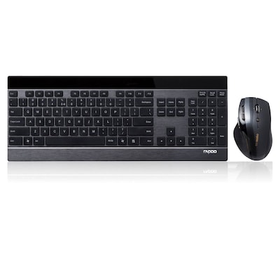 Rapoo Kabelloses Deskset "8900P", Ultraflach Beleuchtete Medientasten, deutsches Layout (QWERTZ)