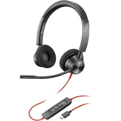 Poly Blackwire 3320 Stereo USB-C Headset On-Ear-Headset, incl. USB-C/A-Adapter