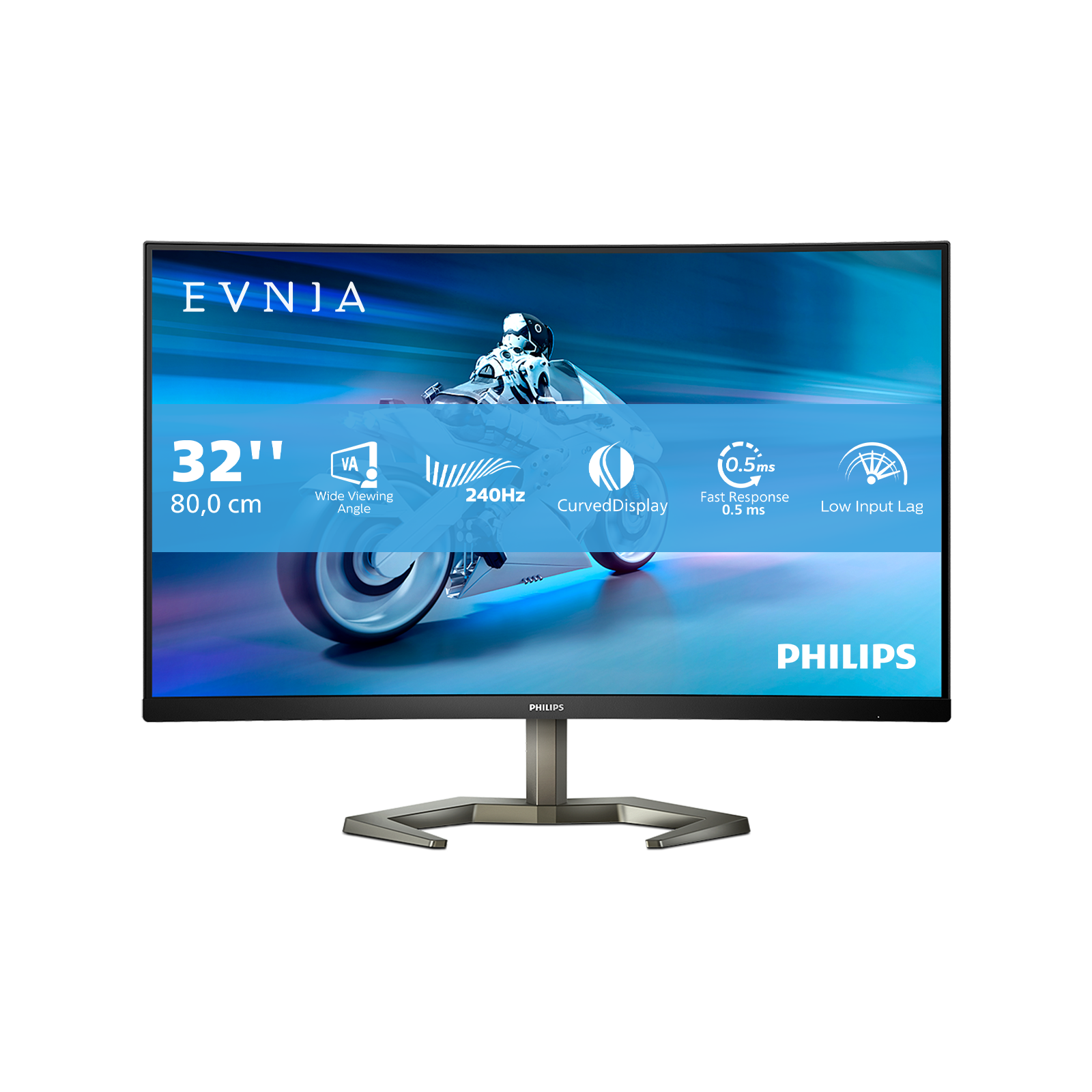 Philips Evnia 32M1C5200W 32 Zoll - Gaming Monitor VA Panel, FHD, 240 Hz, 1 ms GtG, FreeSync Premium 1920x1080, HDMI, DisplayPort dunkelgrau