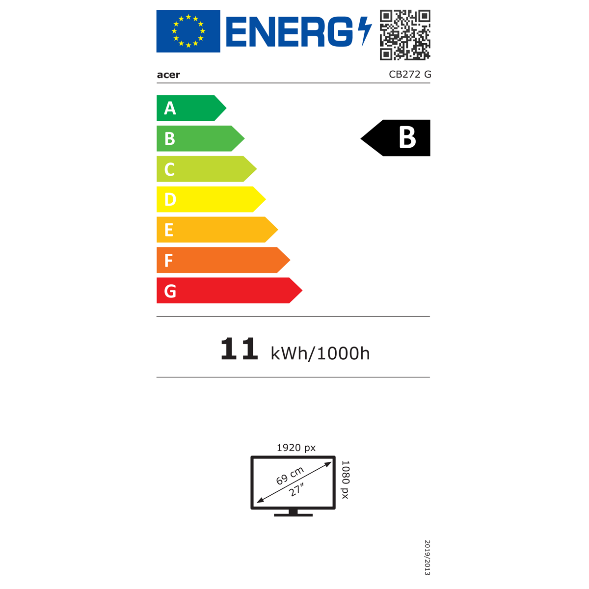 Acer Vero CB2 (CB272Gbipr) 27" Full-HD Monitor B-Ware 68,6 cm (27,0 Zoll), IPS, 120Hz, 99% sRGB, 1x VGA, 1x HDMI (1.4), 1x DP Displays Produkt Bild 9