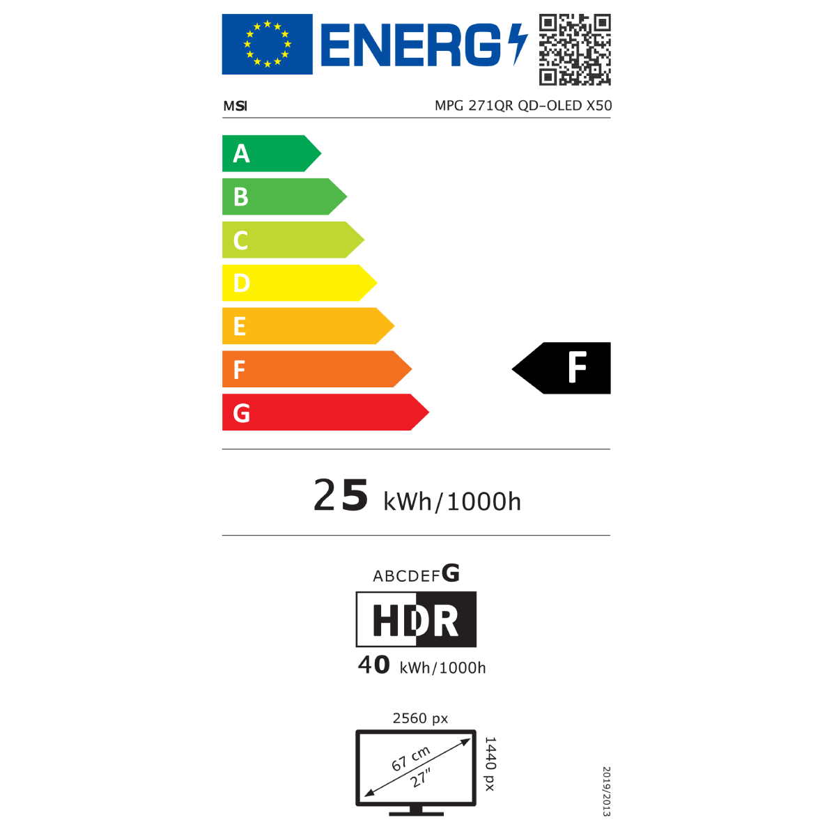 MSI MPG 271QRDE QD-OLED X50 - 500Hz, PD 98Watt OLED (QD-OLED), Quantum-Dot Displays Produkt Bild 6