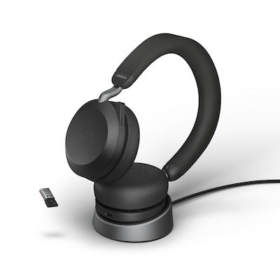 Jabra Evolve2 75 Kopfhörer Verkabelt & Kabellos Kopfband Anrufe/Musik USB Typ-C Bluetooth Ladestation Schwarz