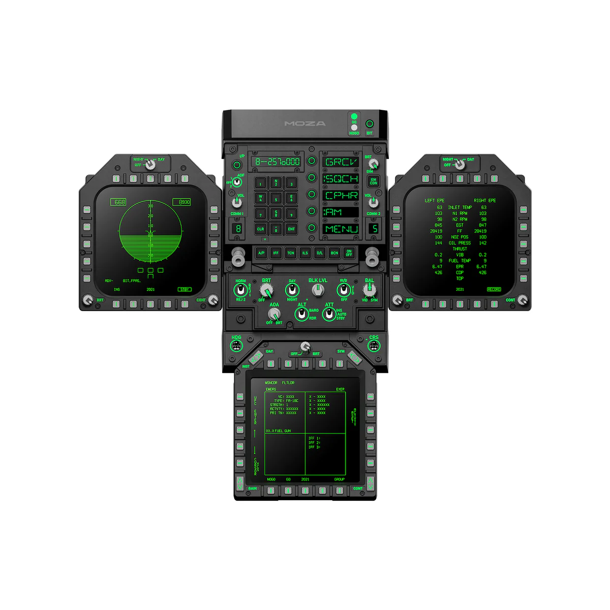 MOZA FMP18 Panel Bundle Modulares Cockpit-System, authentische F/A-18-Bedienung, einstellbare Beleuchtung, flexible Montage, MOZA Cockpit Software