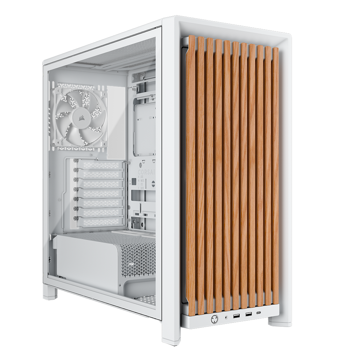Corsair FRAME 4000D Wood RS (White & Oak) - Gehäuse - Miditower - Weiß