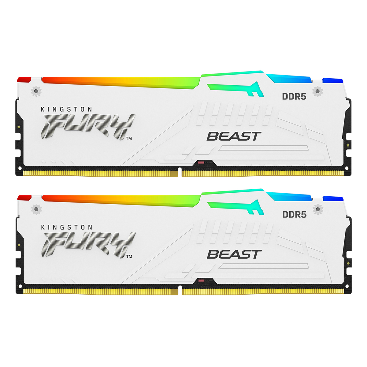 Kingston FURY Beast RGB Weiß 32GB Kit (2x 16GB) DDR5-6000 EXPO DIMM Arbeitsspeicher, CL30-36-36, 1.4V