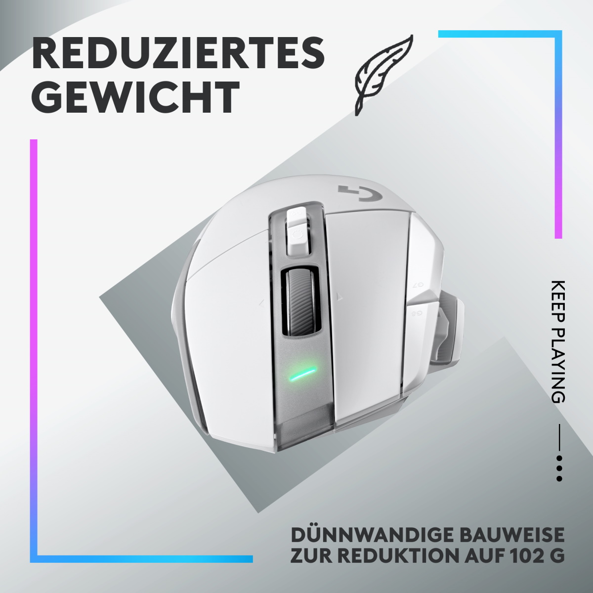 Logitech G502X Lightspeed Wireless Gaming Maus weiß - Hero25K Sensor, Lightspeed Technologie Mäuse Produkt Bild 6