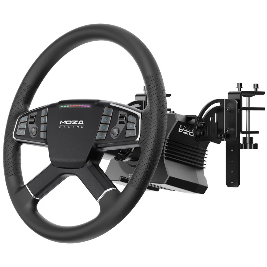 MOZA Truck Driving Simulator Bundle Lenkrad für Truck und Farming-Simulatoren, originalgetreu im LKW-Look, 400 mm Durchm...