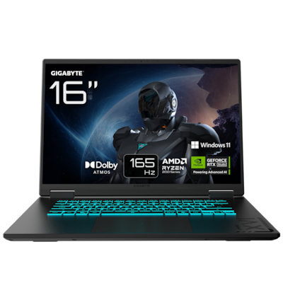 GIGABYTE GAMING A16 3VHK3DE894SH - 16" FHD+ 165 Hz Display, AMD Ryzen 7 260, 16GB RAM, 1TB SSD, NVIDIA GeForce RTX 5060, Windows 11 Home