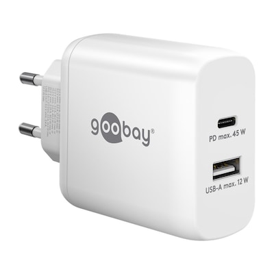 Thumbnail - Goobay USB-C™ PD Dual-Schnellladegerät (45 W) weiß