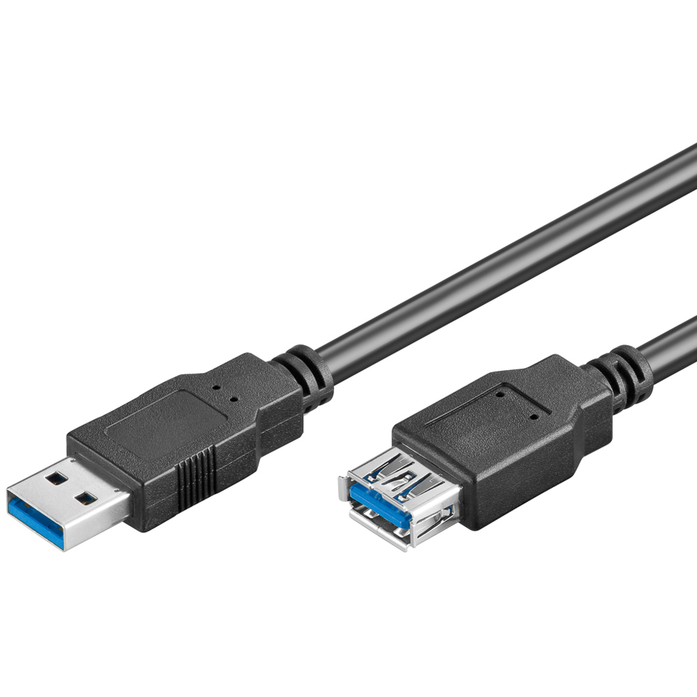 Goobay 3m USB 3.0 SuperSpeed Verlängerungskabel, Schwarz USB 3.0-Stecker Typ A > USB 3.0-Buchse Typ A