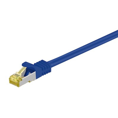 Thumbnail - Goobay 0.5m RJ45 Patchkabel CAT 6A S/FTP (PiMF), 500 MHz, mit CAT 7 Rohkabel, blau LSZH halogenfrei, Kupfer