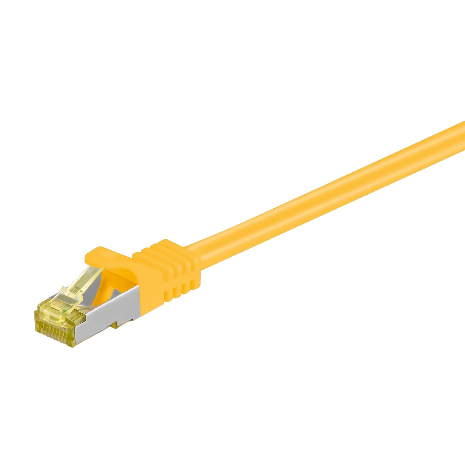 Goobay 0,5m RJ45 Patchkabel CAT 6A S/FTP (PiMF), 500 MHz, mit CAT 7 Rohkabel, gelb LSZH halogenfrei, Kupfer