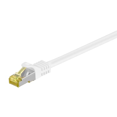 Goobay 10m RJ45 Patchkabel CAT 6A S/FTP (PiMF), 500 MHz, mit CAT 7 Rohkabel, weiß LSZH halogenfrei, Kupfer