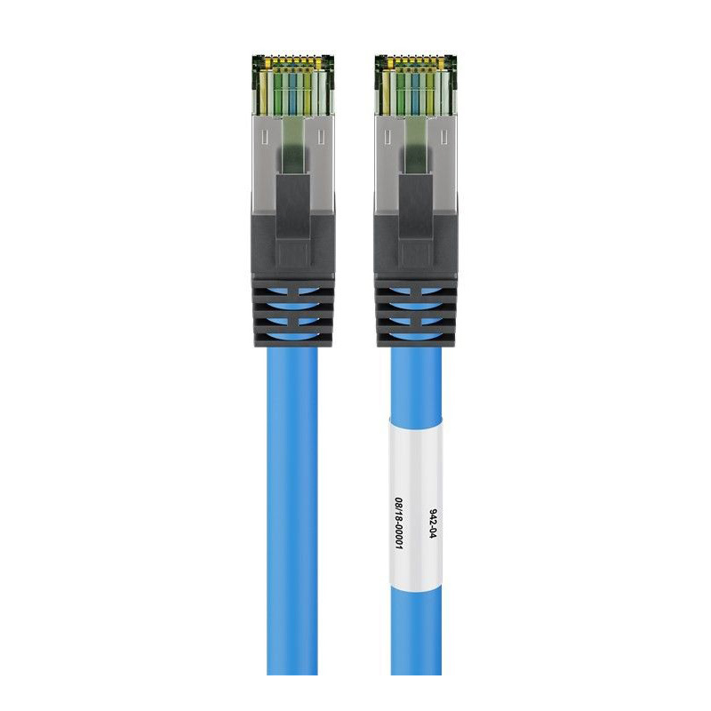 Goobay 20m RJ45 (CAT 6A, 500 MHz) Patchkabel mit CAT 8.1 S/FTP Rohkabel, Blau, 20 m