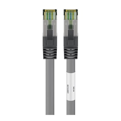 Goobay 7.5m RJ45 (CAT 6A, 500 MHz) Patchkabel mit CAT 8.1 S/FTP Rohkabel, Grau, 7.5 m