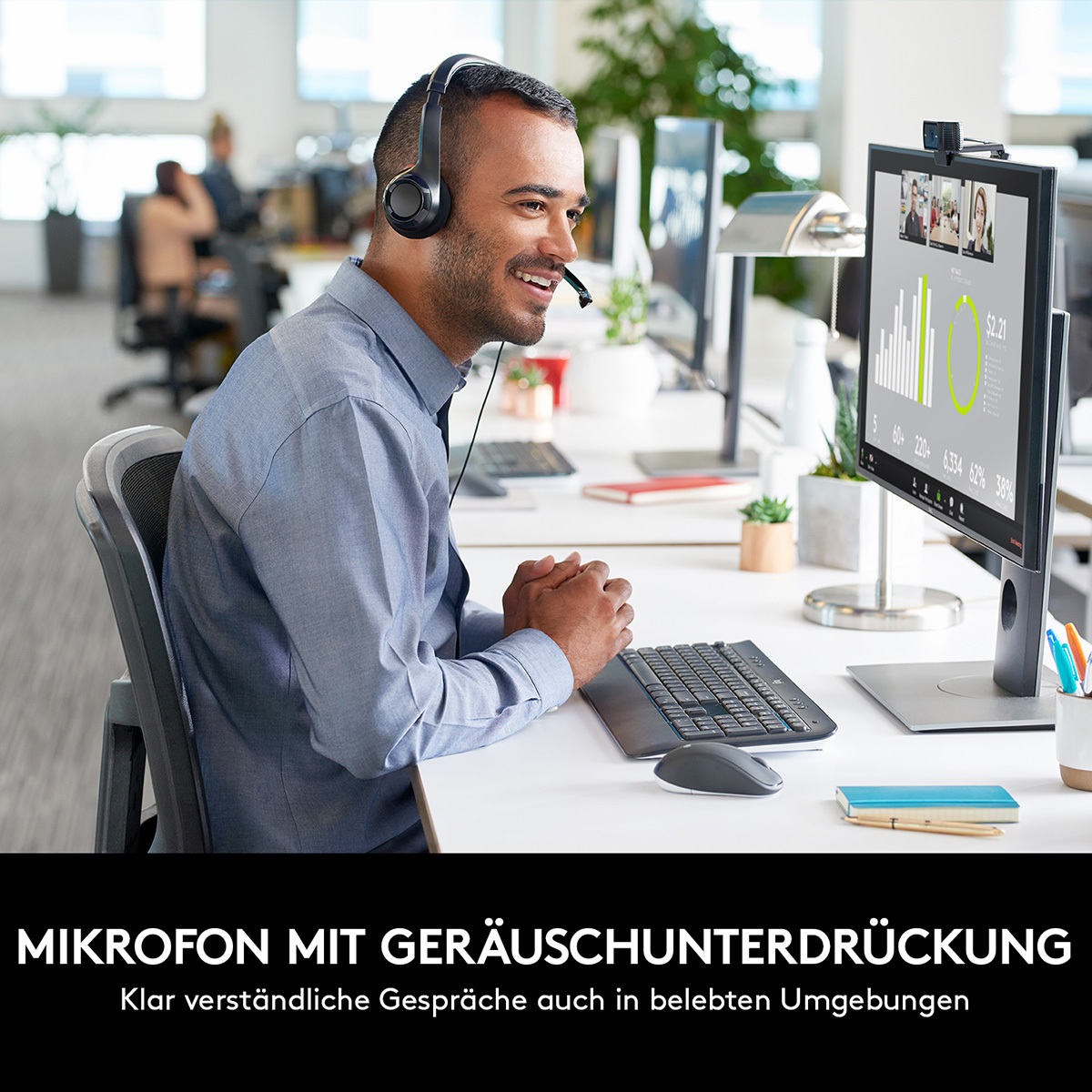 Logitech H390 USB Stereo Headset Mit verbesserter digitaler Klangübertragung und integrierten Bedienelementen Headset Produkt Bild 2