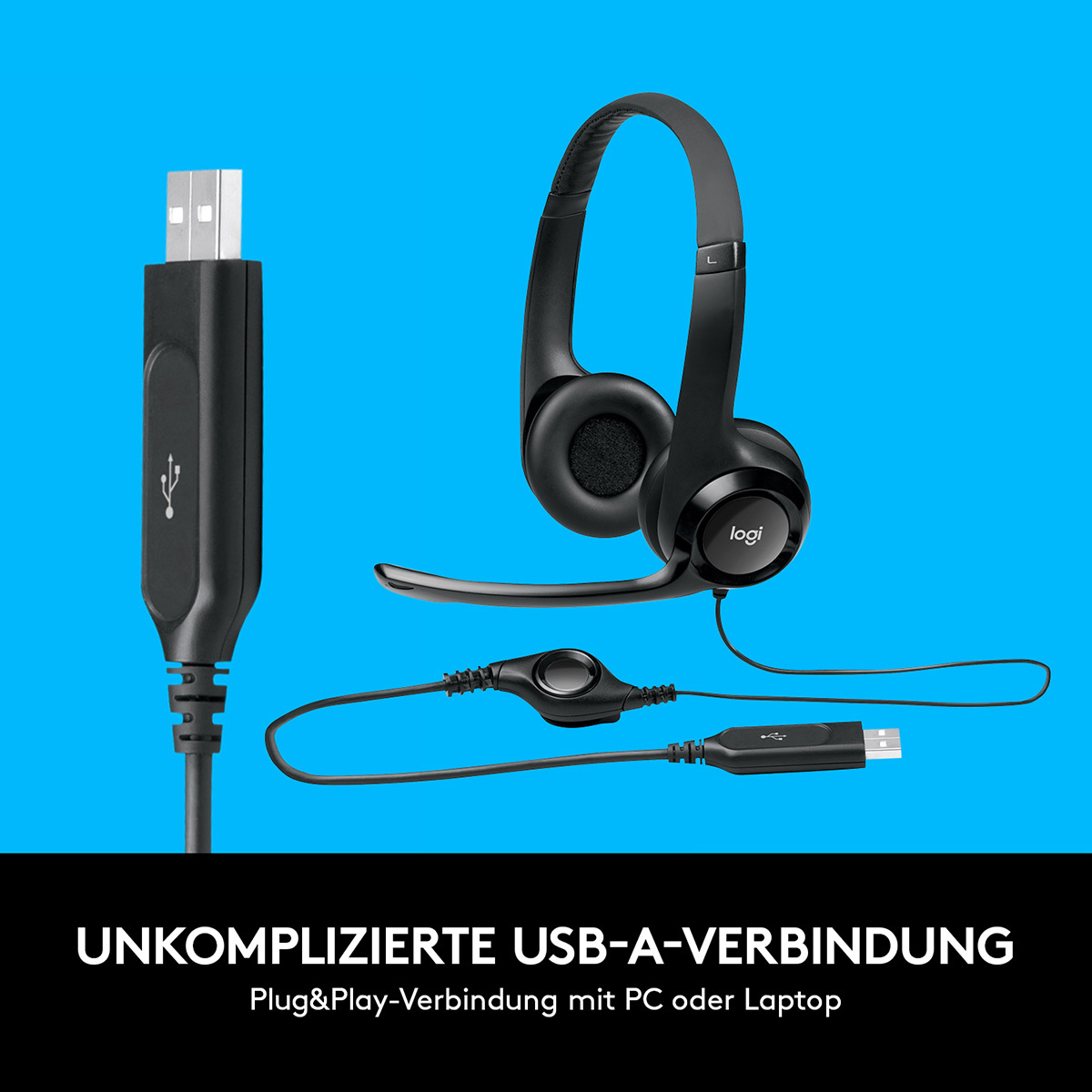 Logitech H390 USB Stereo Headset Mit verbesserter digitaler Klangübertragung und integrierten Bedienelementen Headset Produkt Bild 5