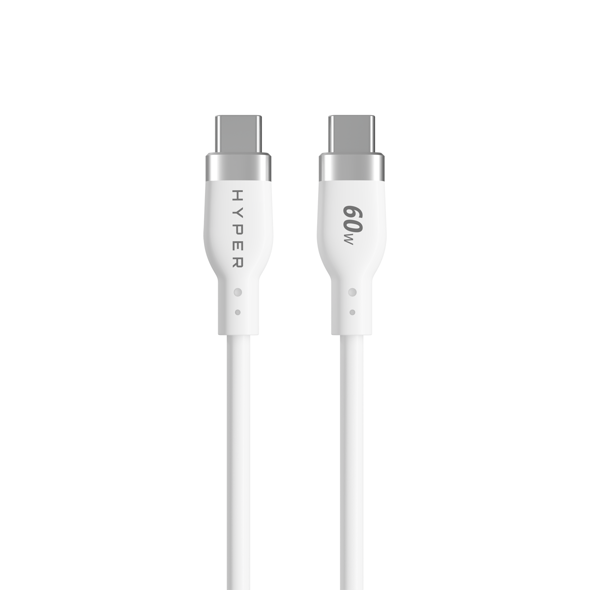 Hyper® 1.5m Silicone USB-C to USB-C 60W Charging Cable - White 1.5m Silicone USB-C to USB-C 60W Charging Cable - White