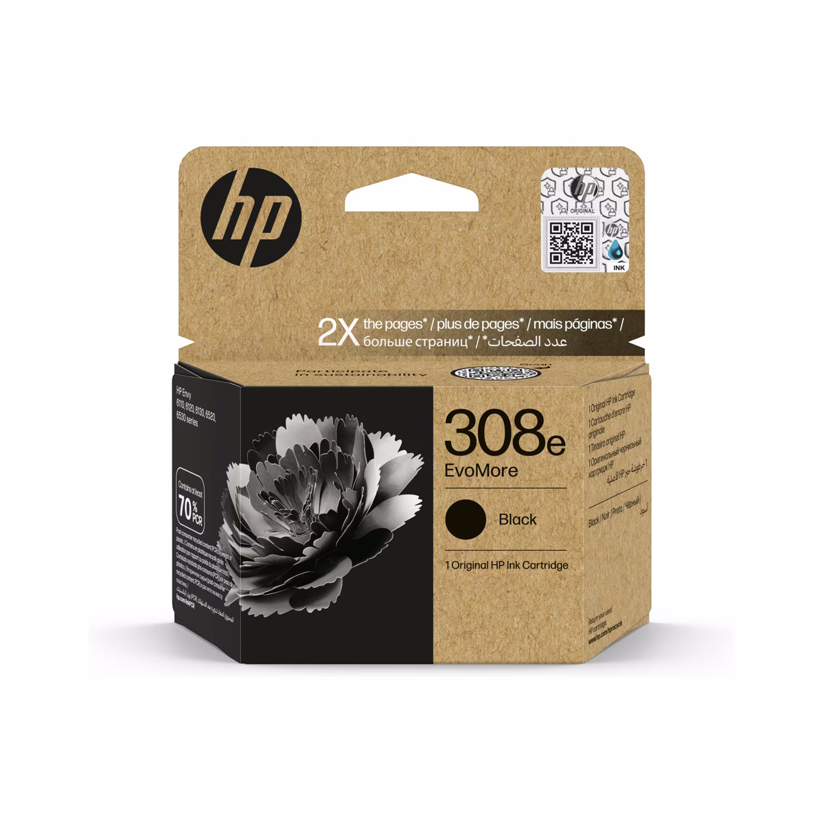 HP 308e EvoMore Schwarz Kompatibilität: HP Envy 6100e, 6500e Serie