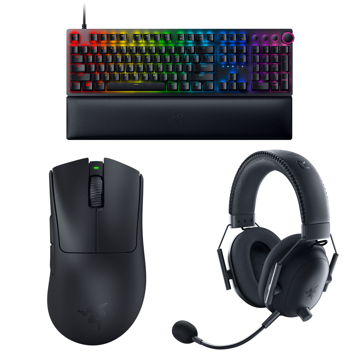 Razer E-Sports 3-in-1 Bundle - bestehend aus Razer Huntsman V2 (lila Switches), Blackshark V2 Pro (2023) und Deathadder ...