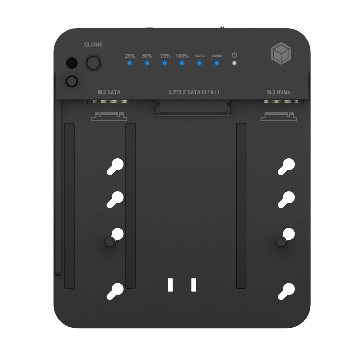ICY BOX Dockingstation & Klonstation für M.2 NVMe SSD und 2,5"/3,5" SATA SSD/HDD Dockingstation Produkt Bild 2