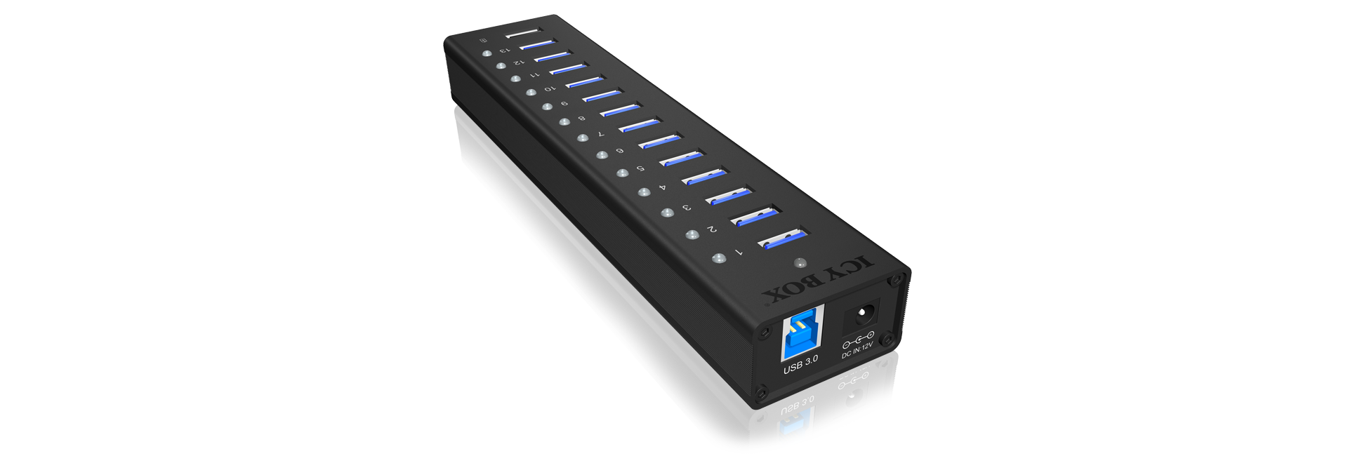 ICY BOX aktiver 13-Port USB 3.0 Hub im Aluminium-Gehäuse