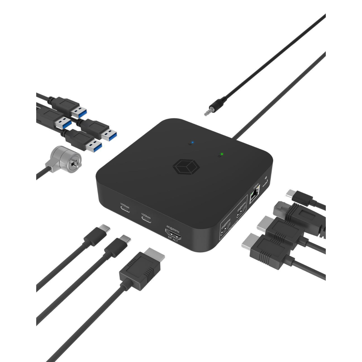 Icy Box USB Type-C zu 3x HDMI 2.0 LAN 4x USB 3.2 Gen 1 2x USB 3.2 Gen 2