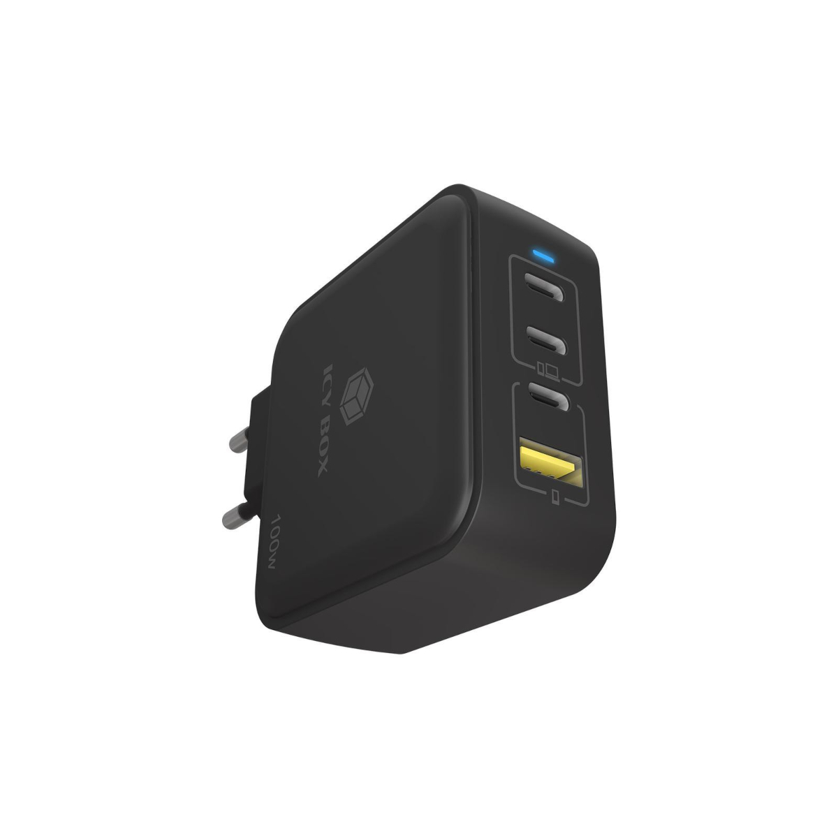 Icy Box 4Port 100W GaN Ladegerät mit PD 3.0 3x USB Type-C