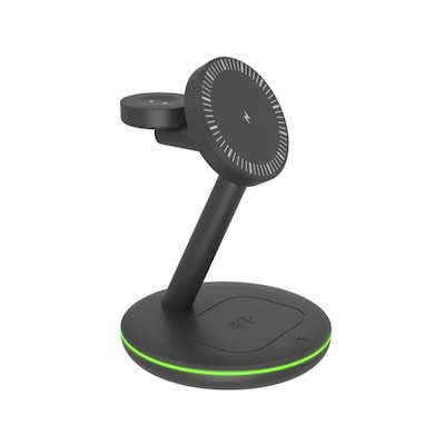 Icy Box 3 in 1 Ständer mit kabelloser Ladefunktion und inkludiertem Netzteil