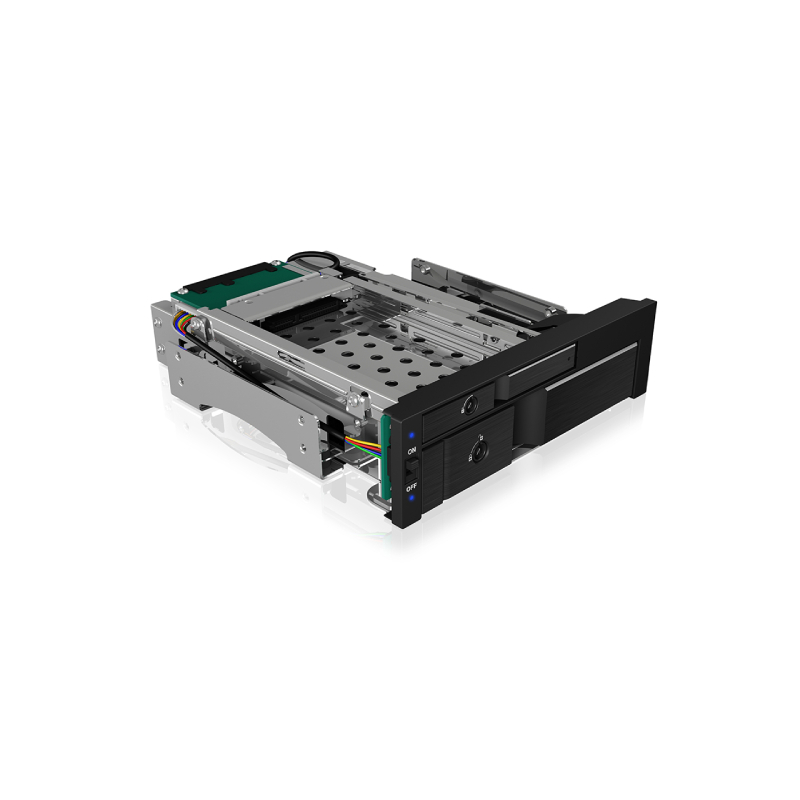 ICY BOX IB-173SSK 2-fach Wechselrahmen für 1x 2,5" und 1x 3,5" SATA/SAS Festplatten Gehäuse Produkt Bild 2