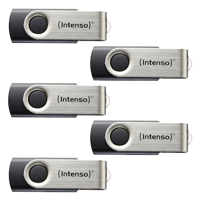 5er Pack Intenso Basic Line Typ-A 8GB USB-Stick Swivel, mit Öse, bis zu 28 MB/s, USB 2.0