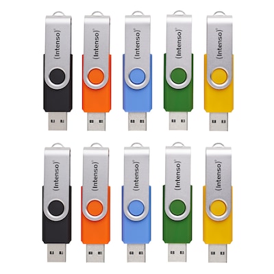 10er Pack Intenso Basic Line Typ-A USB-Stick 8GB Swivel, bis zu 28 MB/s, USB 2.0