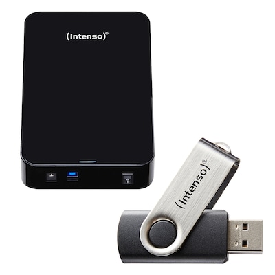 Intenso Memory Center 4TB inkl. Intenso Basic Line 8GB Bundle mit Externer Festplatte und USB-Stick