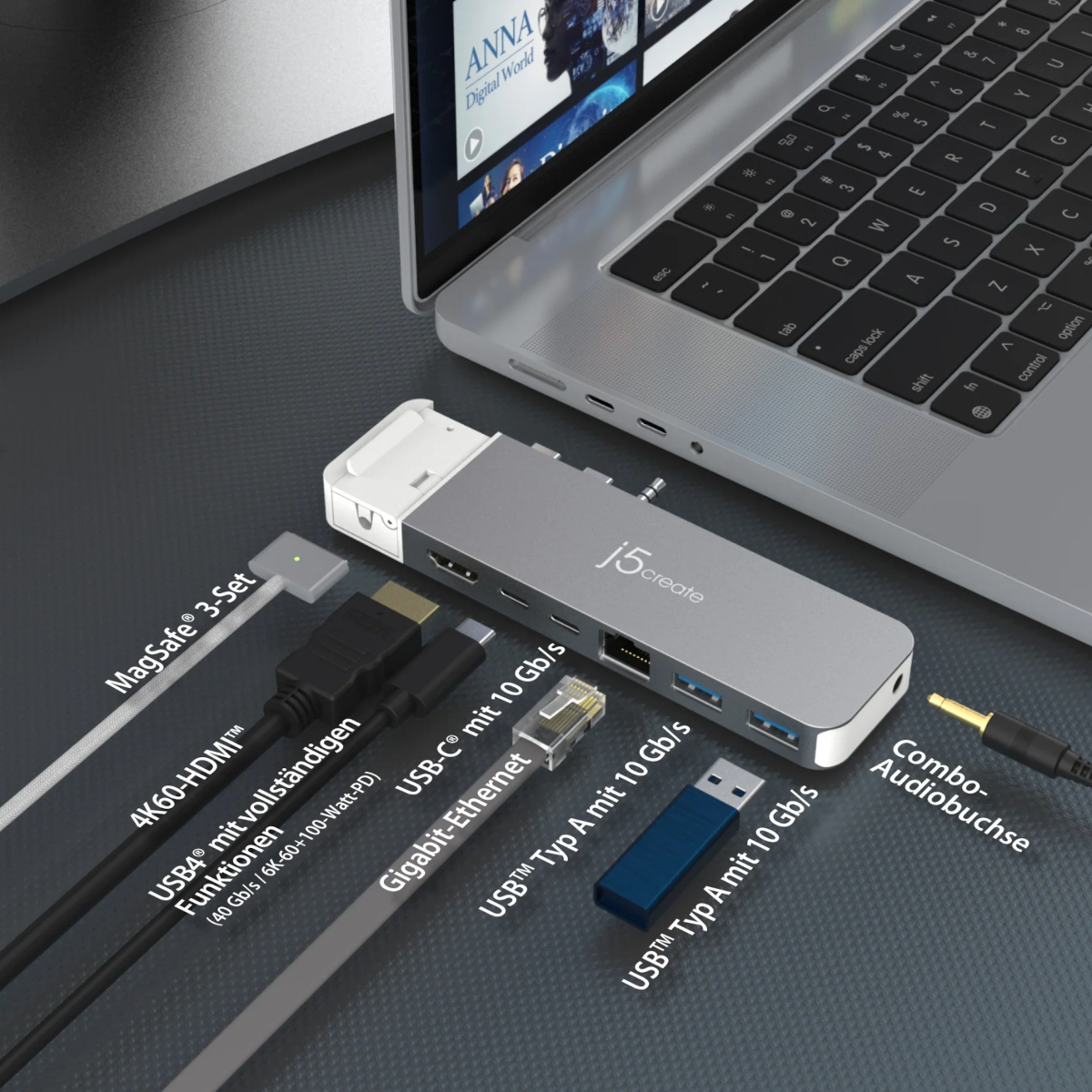 j5create JCD395 - Dockingstation - HDMI, USB4, Dockingstation Produkt Bild 8