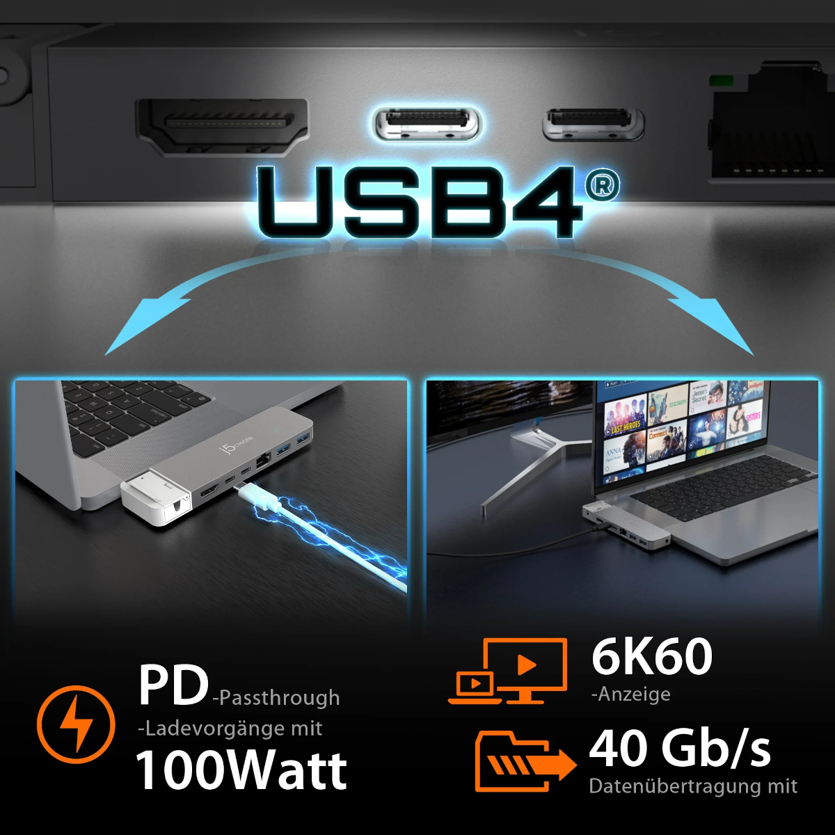 j5create JCD395 - Dockingstation - HDMI, USB4, Dockingstation Produkt Bild 9