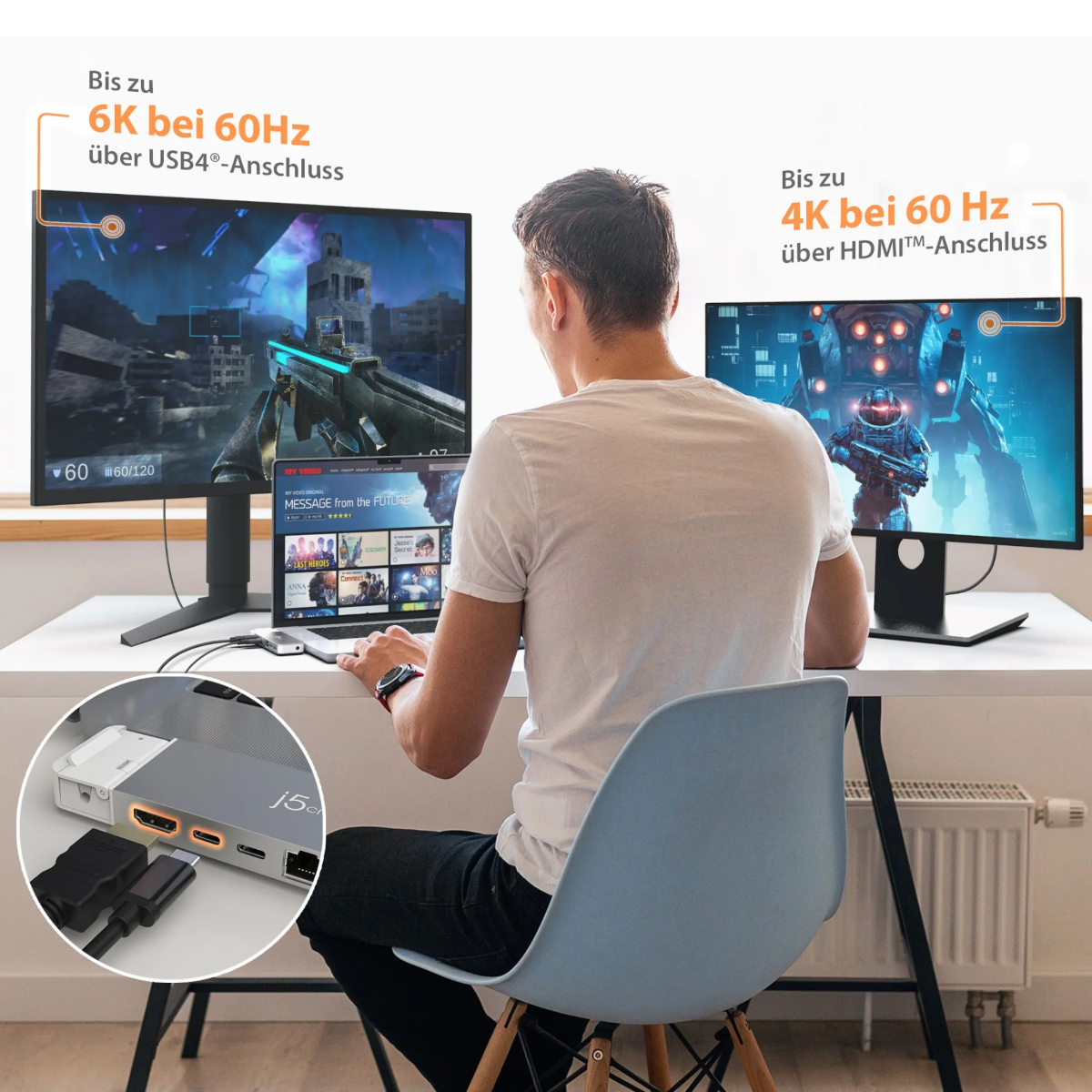 j5create JCD395 - Dockingstation - HDMI, USB4, Dockingstation Produkt Bild 10