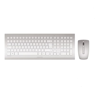 CHERRY DW 8000 kabelloses Tastatur- und Maus-Set, silber / weiß, mit abriebfester Laserbeschriftung