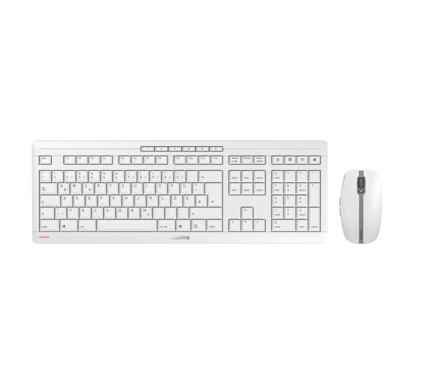 Thumbnail - CHERRY Stream Desktop Set Recharge , kabelloses Maus & Tastatur-Set, grau-weiß