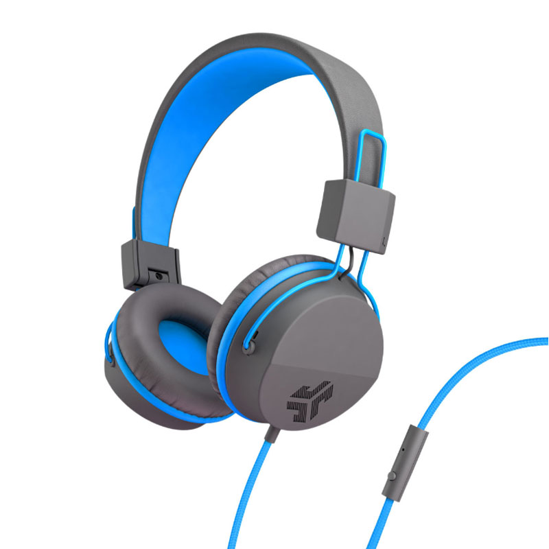 JLab JBuddies Studio Kids Blau - Over-Ear-Kopfhörer (Mikrofon, 1-Tasten-Fernbedienung, Lautstärkebegrenzer)