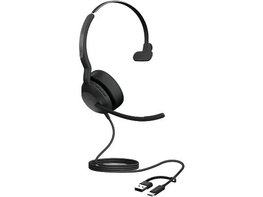 Jabra Evolve2 50 Mono-Bluetooth Headset 4 Mikrofone, USB-C/A-Anschluss, MS Teams zertifiziert, Aktive Geräuschunterdrück...
