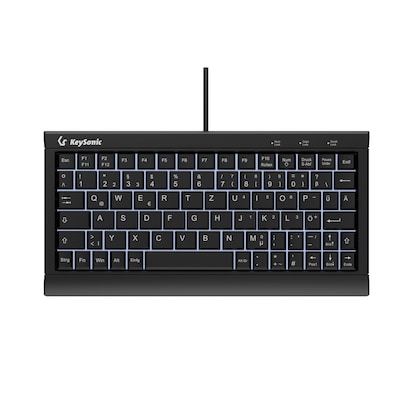 Keysonic KSK-3011ELC Super-Mini Tastatur, Kabelgebunden Integrierter Numernblock, black, Combo-Anschluss
