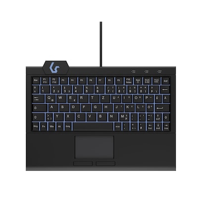 Keysonic KSK-3210ELU Super-Mini Tastatur, Kabelgebunden Hintergrundbeleuchtung, Integriertes Touchpad, schwarz