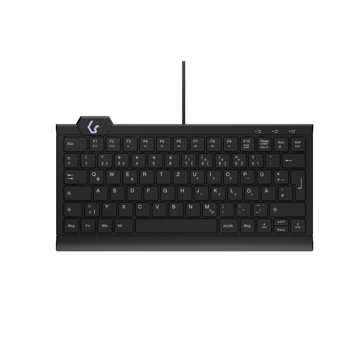 Keysonic KSK-5010ELC Mini Tastatur, Kabelgebunden Hintergrundbeleuchtung, integrierter Nummernblock, Combo, schwarz