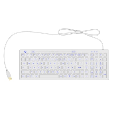Keysonic KSK-6031INEL - Kompakte Hygienetastatur, Kabelgebunden USB-Anschluss, Beleuchtet, Silikon, Wasser und Staub geschützt IP68, DE Layout
