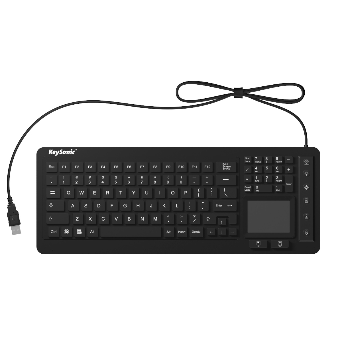 Keysonic KSK-6231 INEL - Industrietastaur, Kabelgebunden Hintergrundbeleuchtung, Integriertes Touchpad, 2 Maustasten, USB-Anschluss, Wasserdicht IP68