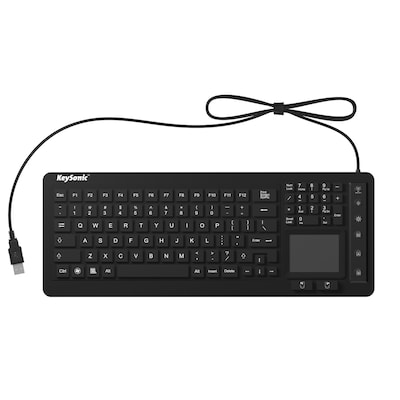KeySonic KSK-6231 INEL (DE) Hygienetastatur, Industrietastatur, Beleuchtung, Touchpad, schwarz, 2 Maustasten, USB, Wasserdicht IP68