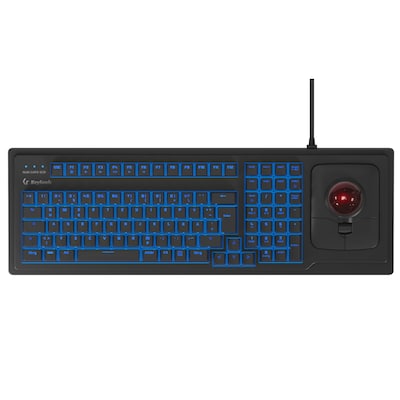 Keysonic KSK-8202ELU-T Mechanische Full-Size Tastatur Integrierter 46 mm Trackball, Hintergrundbeleuchtung, USB-Anschluss