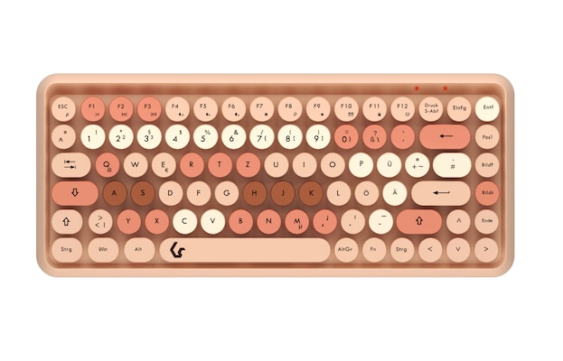 KeySonic KSKM-5200M-RF (DE), Maus-Tastatur-Set, Mini Tastatur, runde Tasten, Kunststoff, Mehrfarbig sand/cremefabig,Kabellos - mit 2.4 GHz Funkverbindung