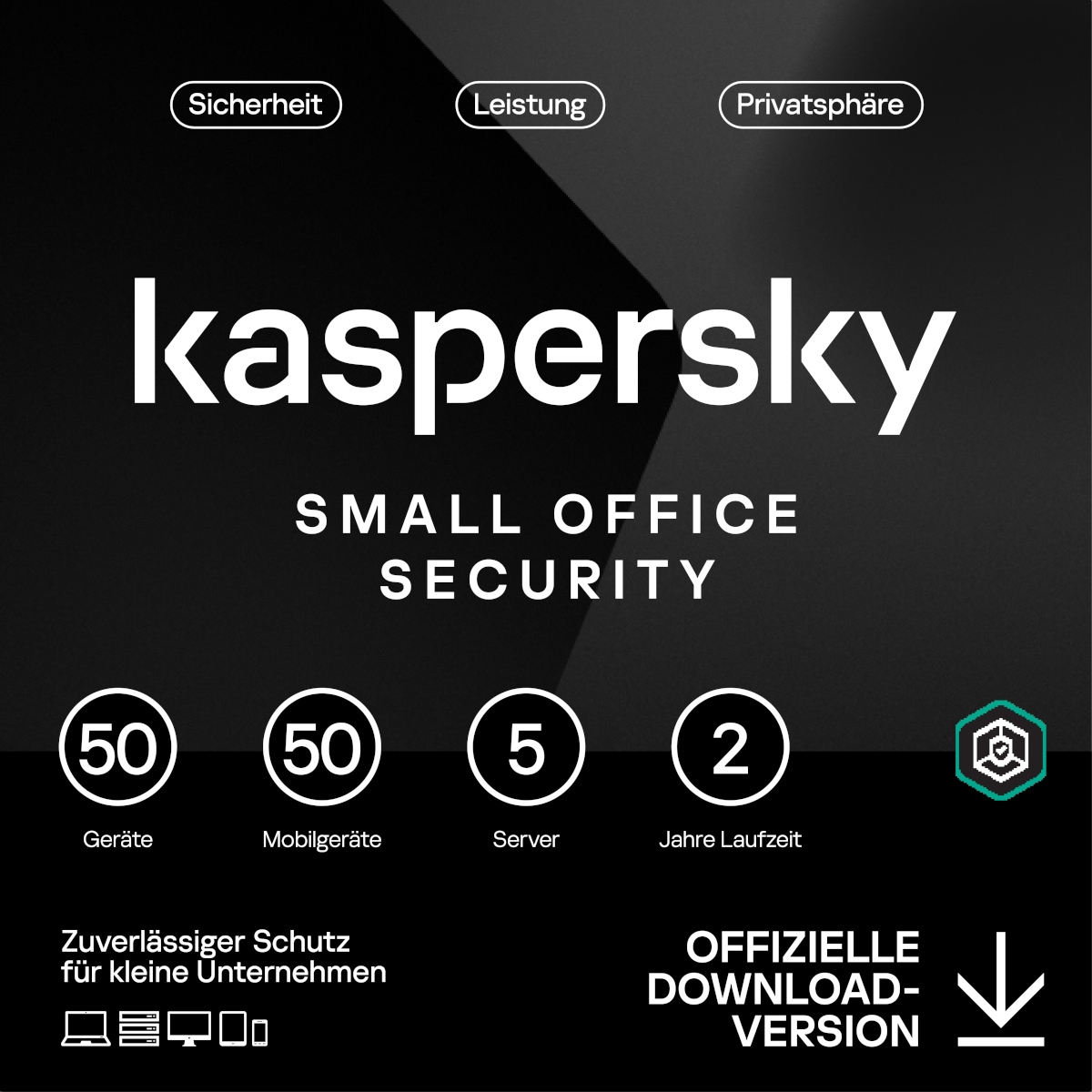 Thumbnail - Kaspersky Small Office Security [50 Geräte - 2 Jahre] Base 50 Geräte + 50 Mobilgeräte + 5 Dateiserver - 2 Jahre