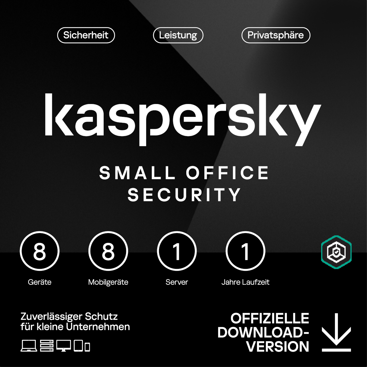 Thumbnail - Kaspersky Small Office Security [8 Geräte - 1 Jahr] Base 8 Geräte + 8 Mobilgeräte + 1 Dateiserver - 1 Jahr